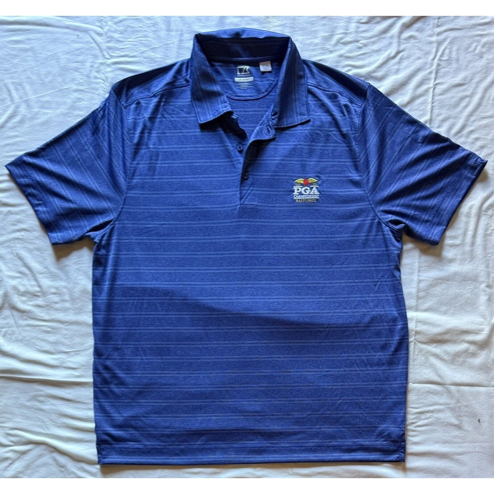 Cutter Buck Mens XL Blue 2016 PGA Championship Baltusrol DryTec‎ Golf Polo Shirt